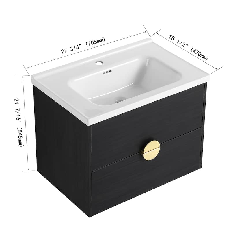 Bathroom Vanity With Sink In 24/28/30/60 Inch, Floating Bathroom Vanity With Soft Close Drawer