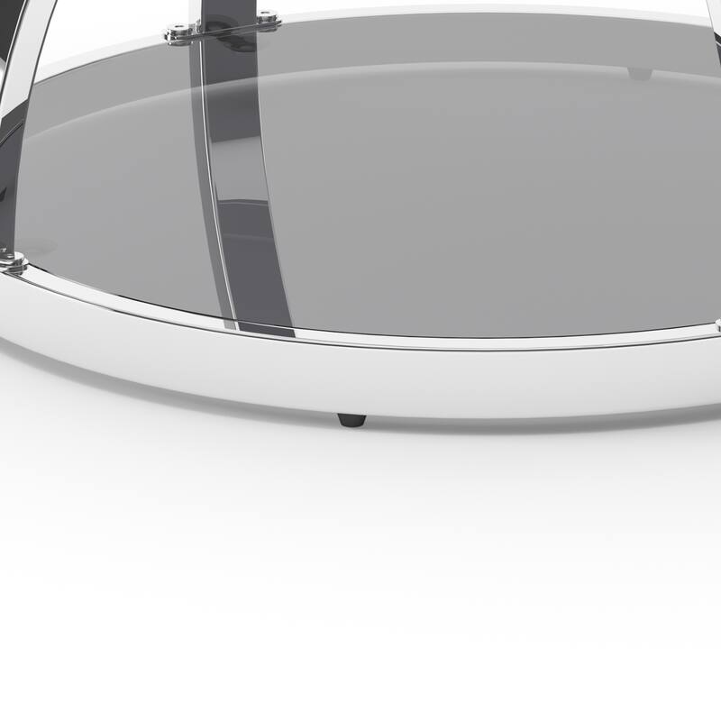 Modern 2 Tiers Glass Coffee Table with Ring-Shaped Metal Frames