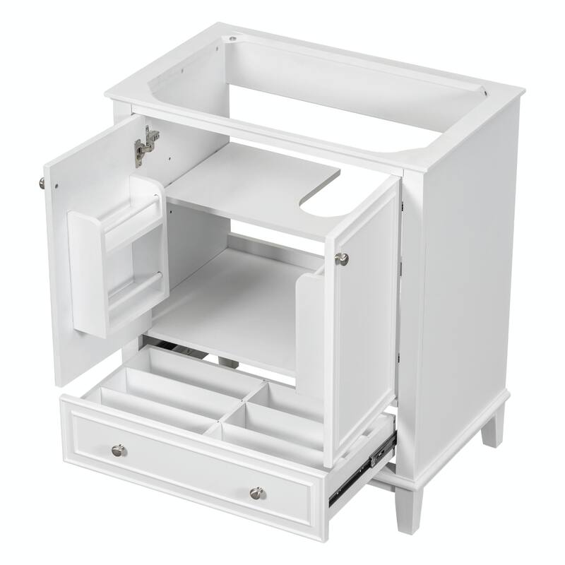 30" Bathroom Vanity Base Cabinet with Doors and Drawer - without sink - White