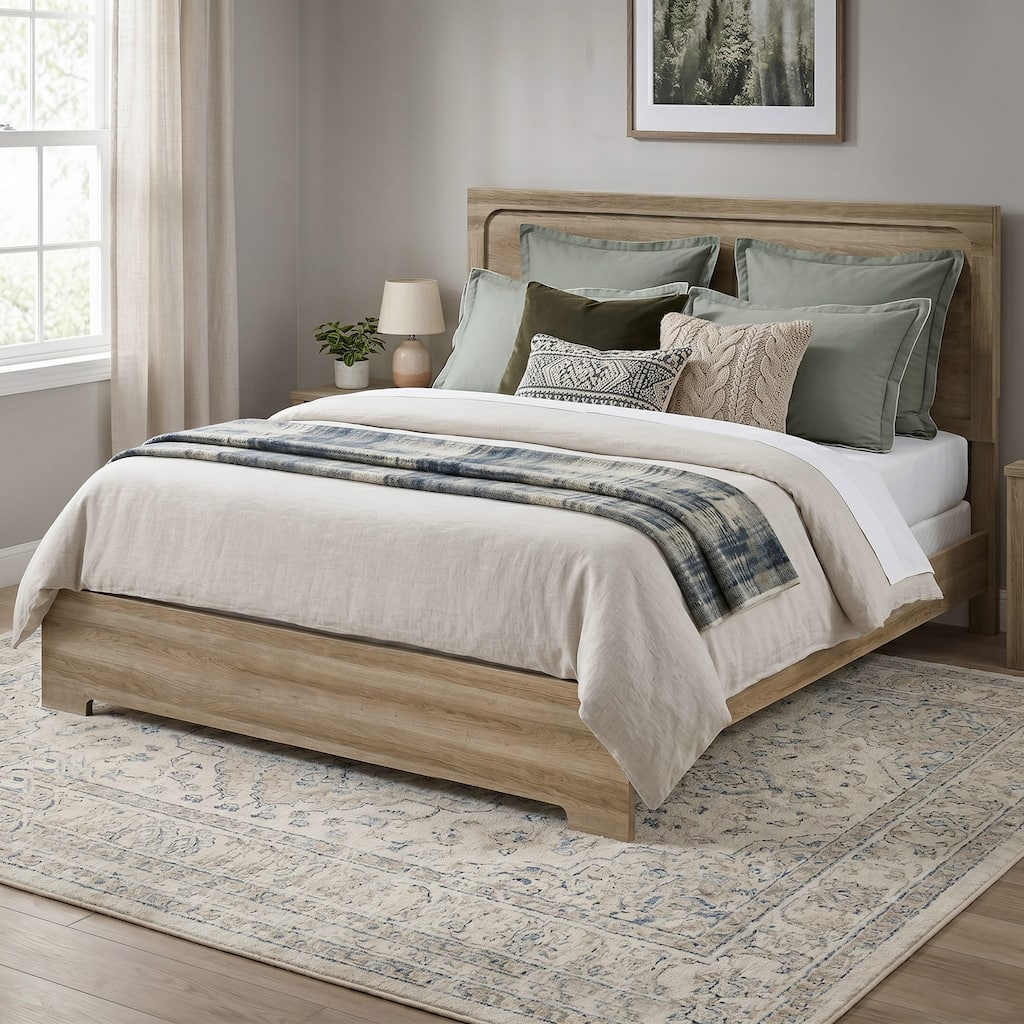 Furniture of America Valio Modern Dusty Oak Wood Panel Bed