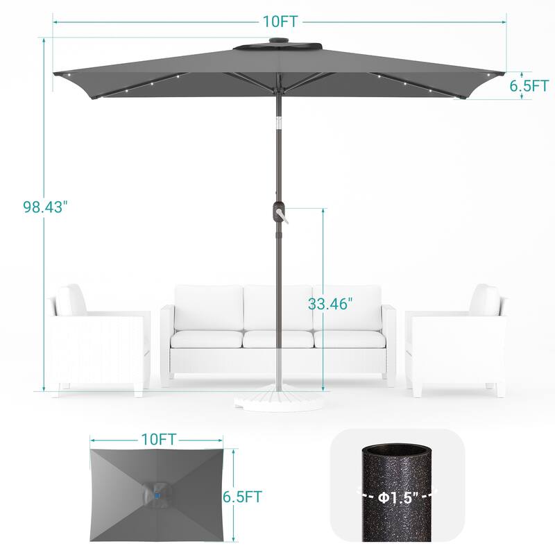 BONOSUKI LED 10 x 6.5ft Outdoor Umbrellas Patio Market Table Umbrellas