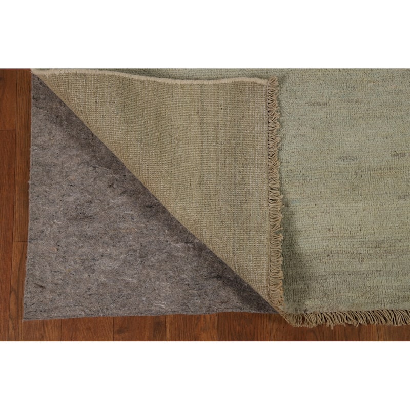 Muted Green Gabbeh Modern Rug Hand-Knotted Wool Carpet - 3'10"x 5'10"