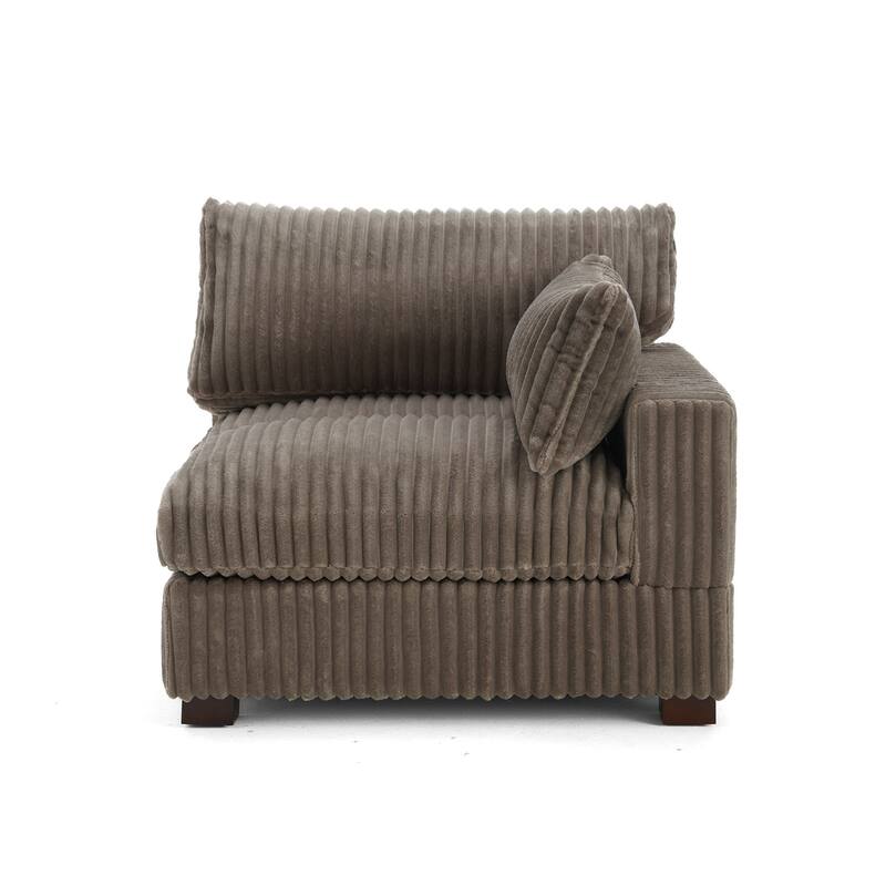 40"W Plush Corduroy Corner Accent Chair Sectional Module with Pillow