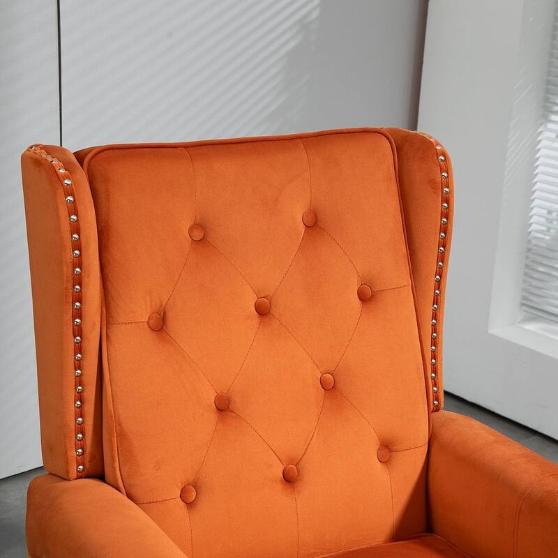 Transitional Wingback Accent Chair Armchair with Sturdy Wood Legs
