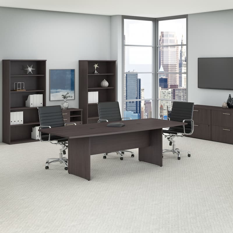 Bush Business Furniture 96W x 42D Boat Shaped Conference Table - Storm Gray
