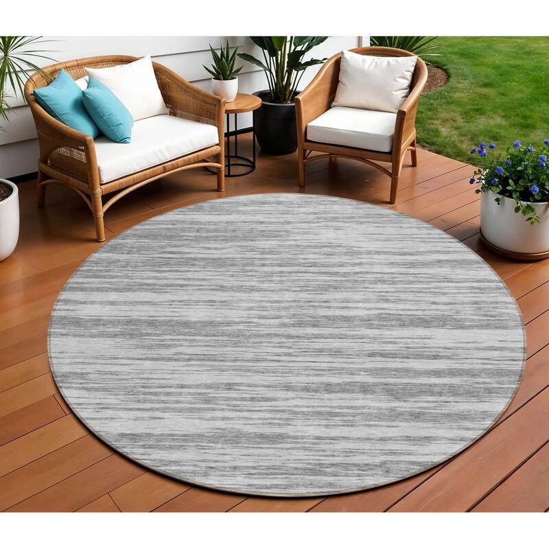 HomeRoots Abstract Modern Rectangle Outdoor Rug - 8' Round
