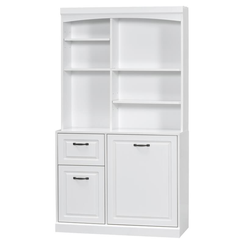 Bathroom Storage Cabinet with Tilt-Out Hamper, 70.9'' Tall Free Standing Organizer with Drawers & Adjustable Shelves