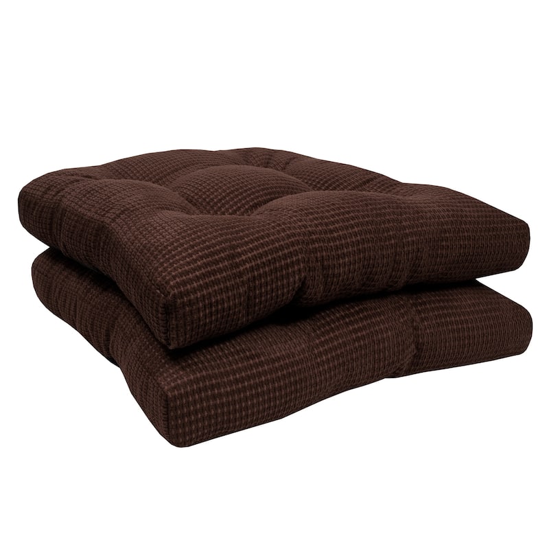 Sweet Home Collection Fluffy Memory Foam Tufted Chair Cushion Non Slip Microdot Rubber Back