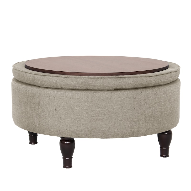 Maypex 32" Tufted Round Storage Cocktail Ottoman