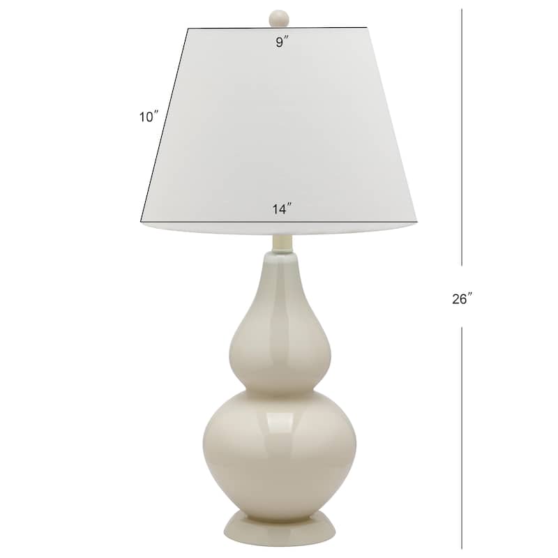 SAFAVIEH Lighting Demetria 27-inch Double Gourd White Table Lamp (Set of 2) - 14"x14"x26" - 14Wx14Dx26H