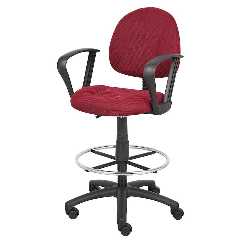 Boss Adjustable Black Loop Arm Drafting Stool with Wheel Casters