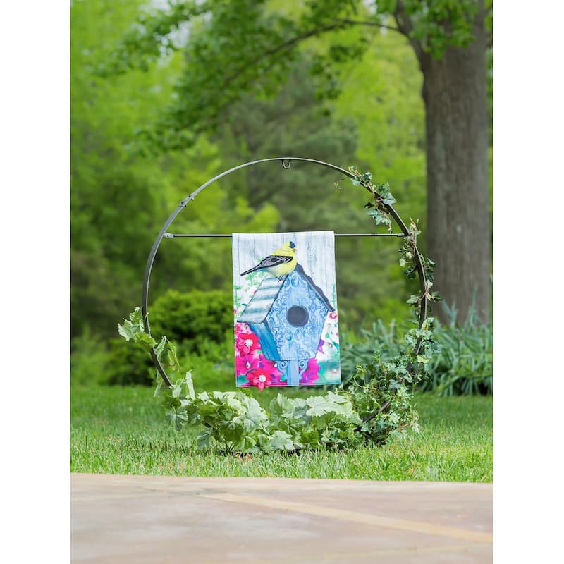 Metal Outdoor Sculptural Decor for Displaying Planter or Flag