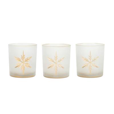 Glass Snowflake Votive (Set of 3)