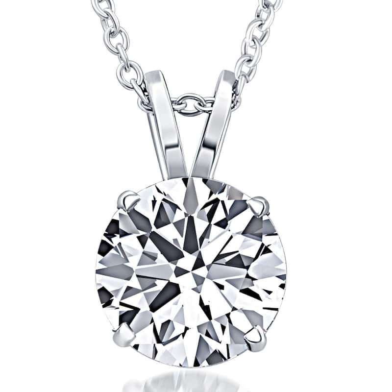 Bliss Diamond Certified 5Ct Round Solitaire Diamond Pendant White Gold Lab Grown Necklace - White - 18 Inch