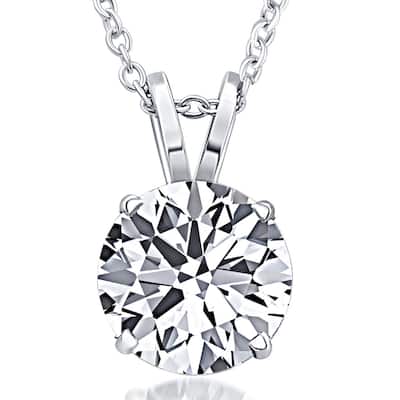 Certified 3Ct Diamond Pendant White Gold Lab Grown Necklace