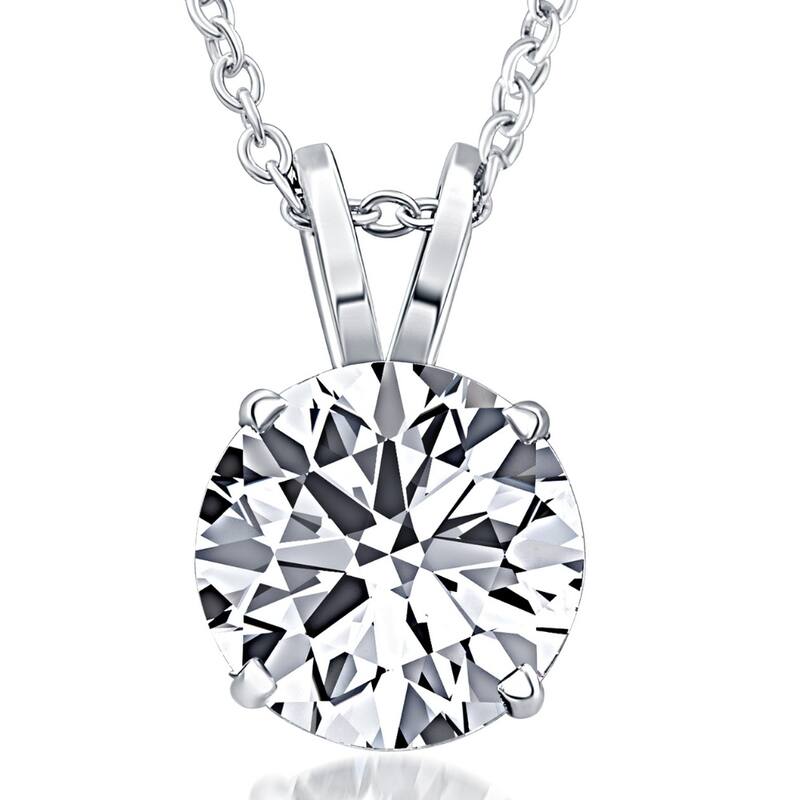 Certified 3Ct Round Solitaire Diamond Pendant White Gold Necklace Lab Grown