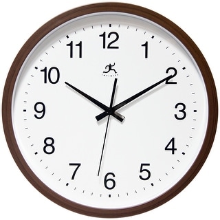 Walnut Finish Brown Simple 14 inch Wall Clock by Infinity Instruments - 14 x 2 x 14