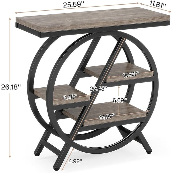 dimension image slide 4 of 5, 3-Tier End Table Side Table with Storage for Living Room