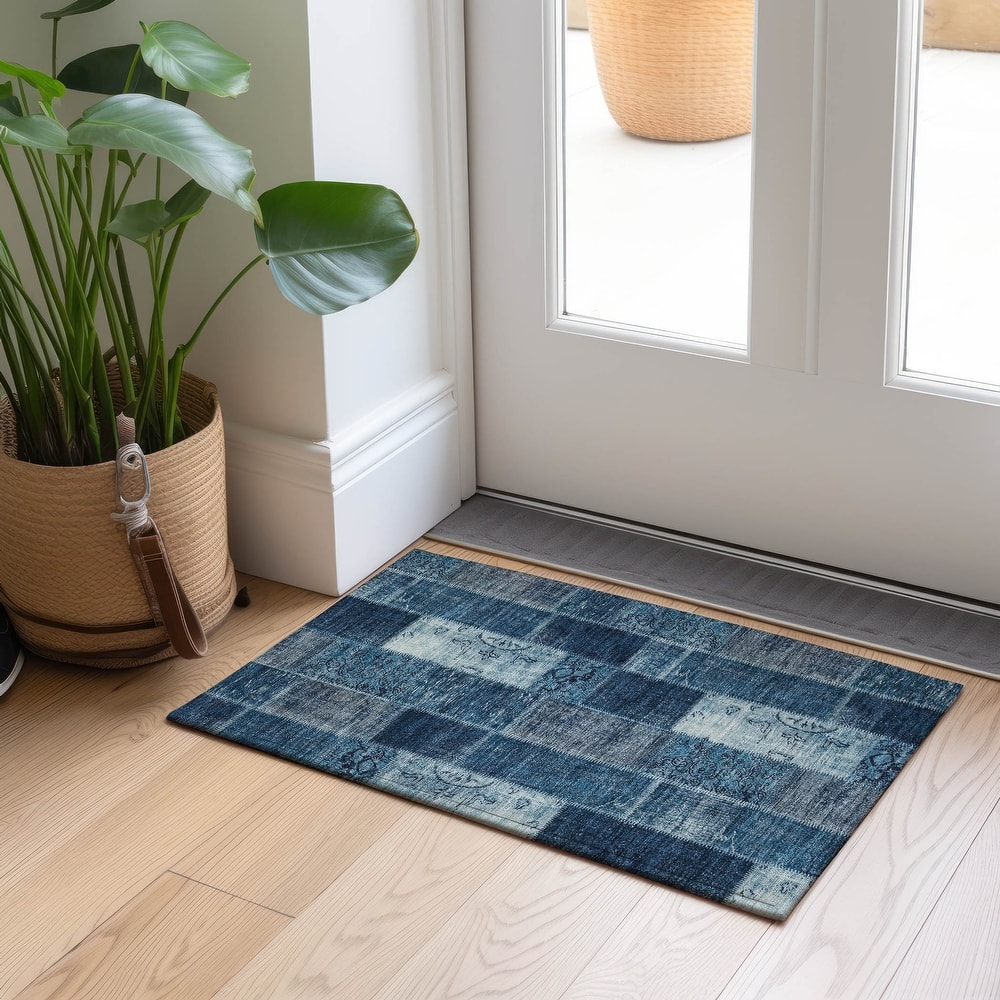 Machine Washable Indoor/ Outdoor Chantille Vintage Patchwork Rug