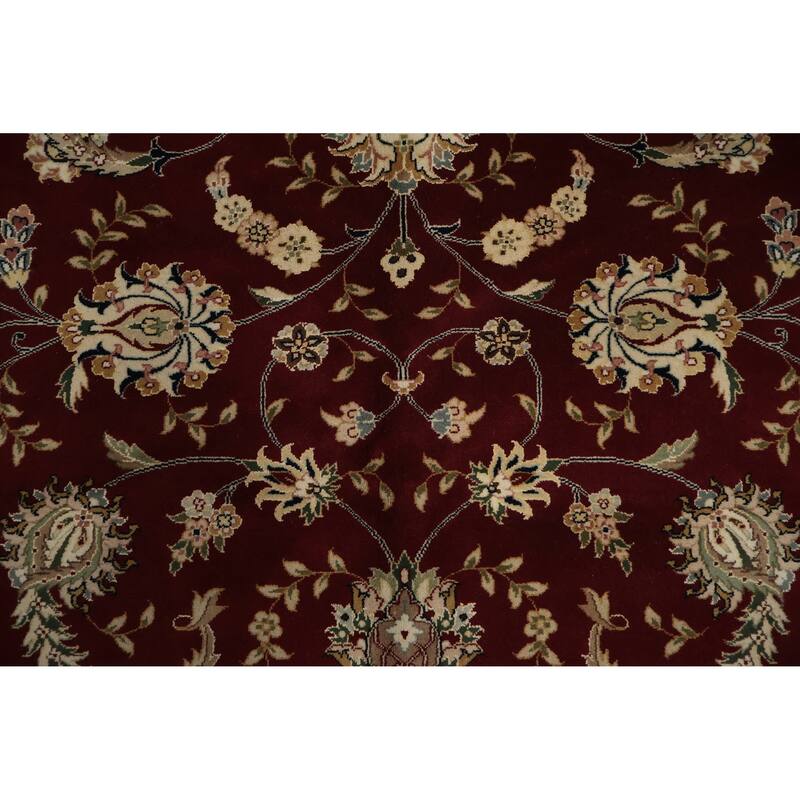 Hand Knotted Oriental 100% Wool Carpet Traditional Floral Red Aubusson Area Rug - 14' 0'' X 9' 10''
