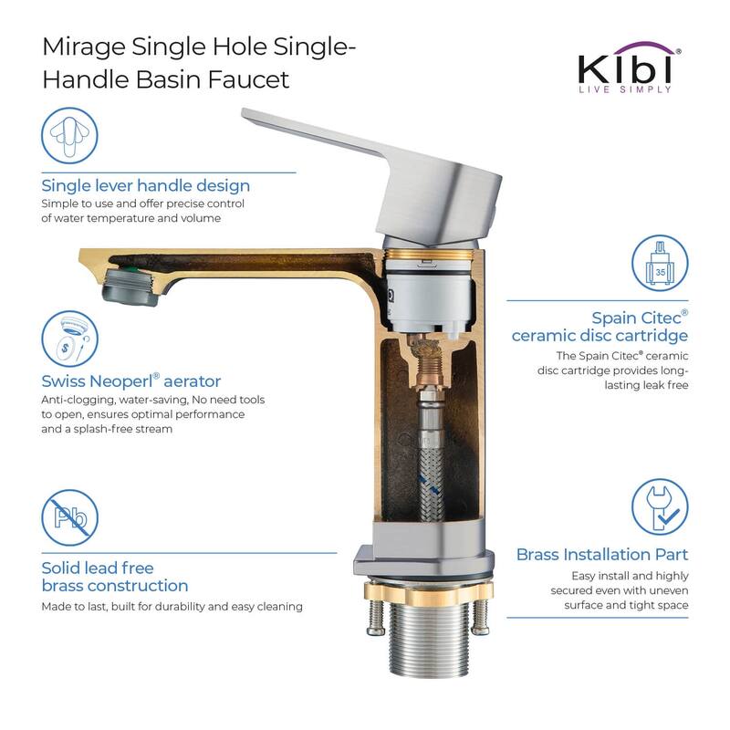 Lead-free Solid Brass Single Handle Bathroom Vanity Faucet with Hose