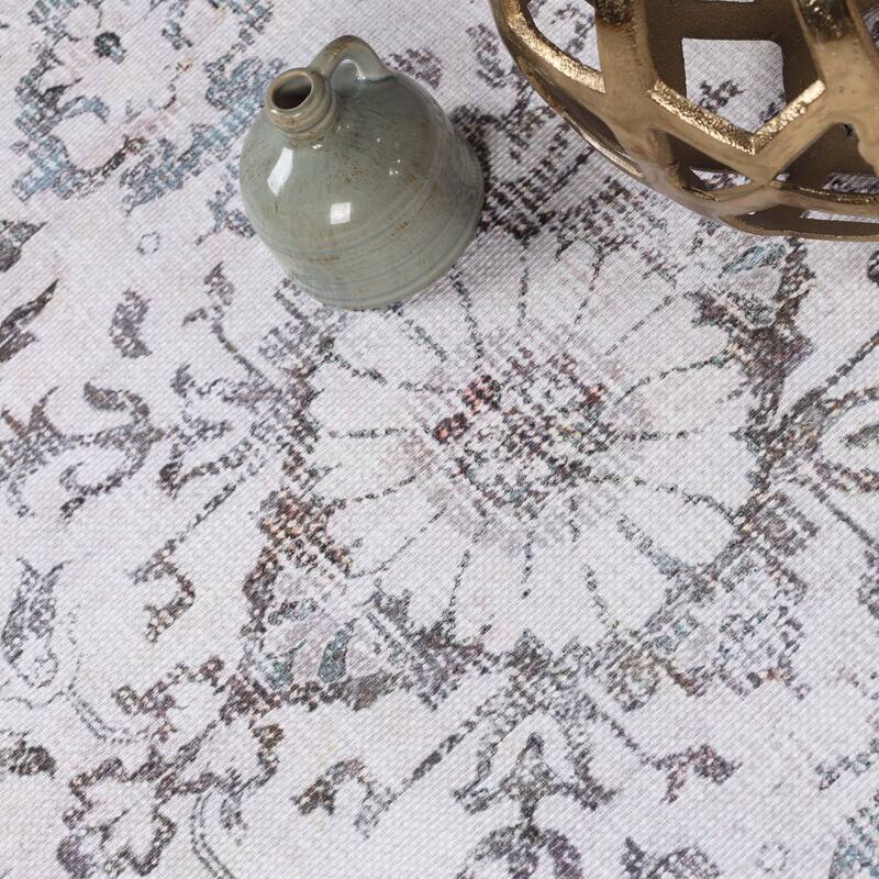Superior Agra Floral Scroll Border Indoor Area Rug or Runner
