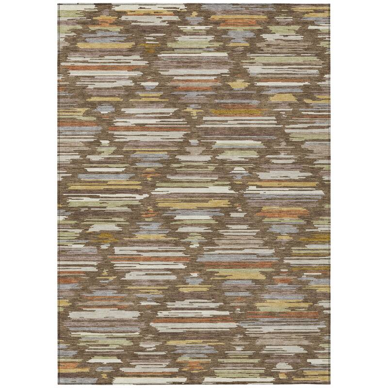 Machine Washable Indoor/ Outdoor Modern Trellis Chantille Rug