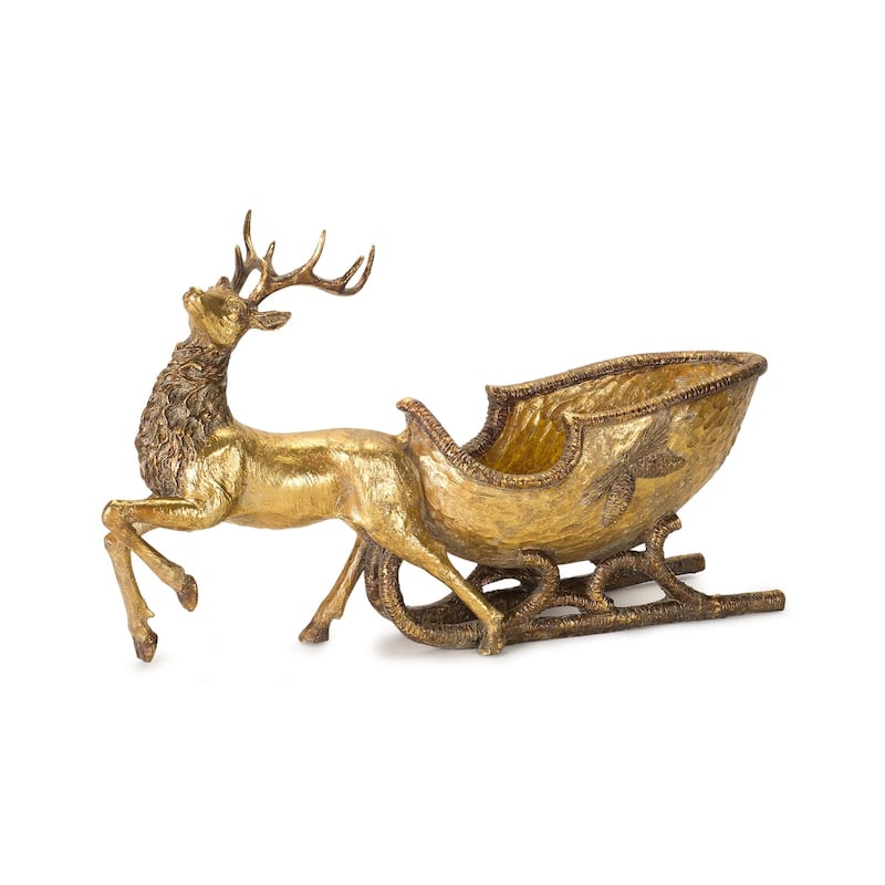 Deer with Sleigh - Gold