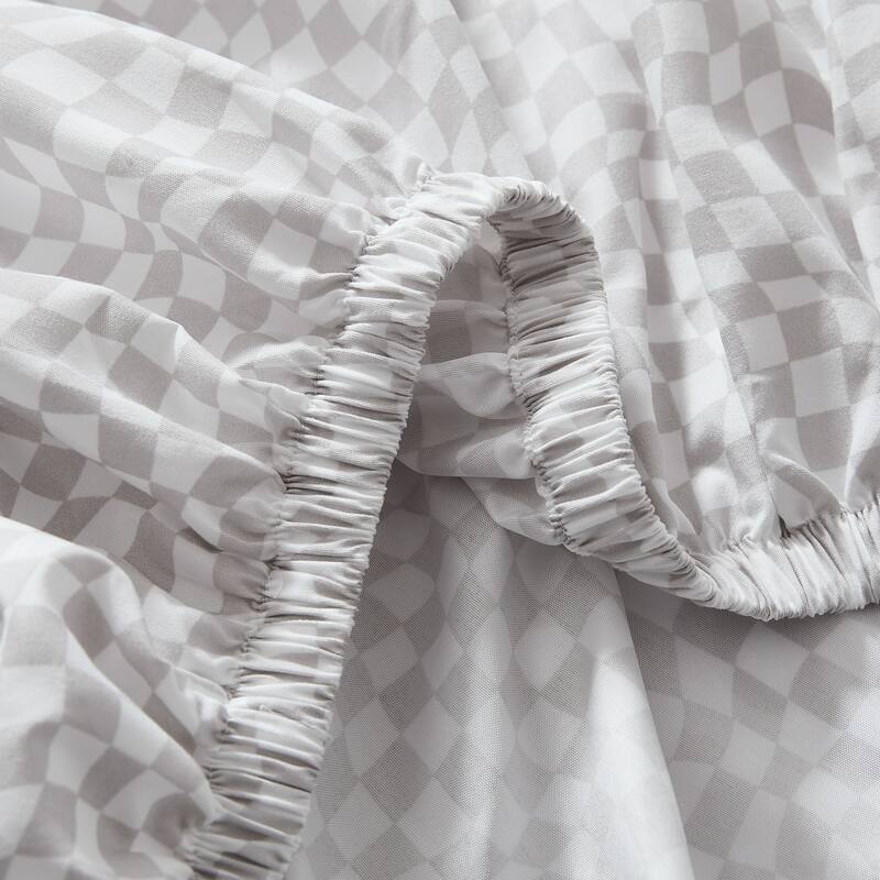 Lush Decor Circus Wavy Checks Light Gray Sheet Set