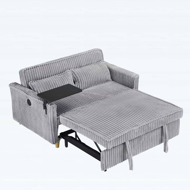 Pull-Out and Push-In Sofa with Movable Tabletop and USB Ports, Ideal for Living Rooms and Bedrooms