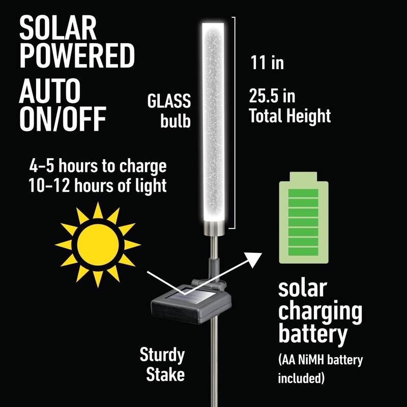 Bell + Howell Color Changing Solar Powered Glimmer Sticks - 2 Pack LED Pathway Lights for Gardens & Pathways - White