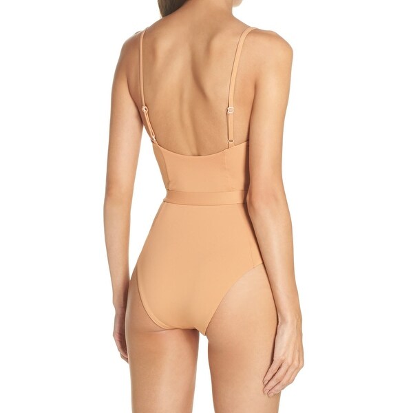 beige one piece swimsuit