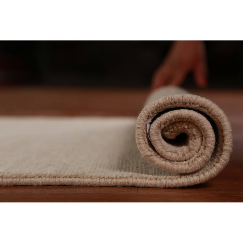 Hand Knotted Oriental 100% Wool Carpet Modern Solid Beige & Ivories Gabbeh Runner Rug - 8' 2'' X 2' 7''