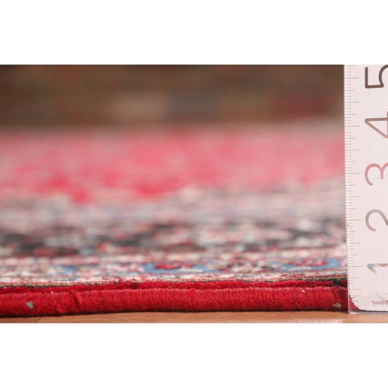 Traditional Floral Kashan Turkish Rug Machine-Made Red Carpet - 9'8" x 13'2"