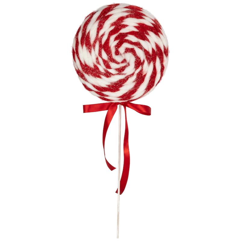 Twisted Yarn Peppermint Lollipop Christmas Pick - 19.25"