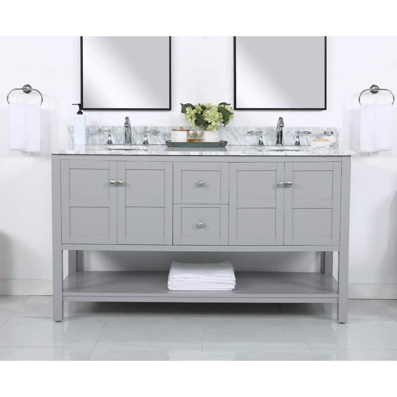 Modern 60" Double Bathroom Vanity Sink - 60"x21.5"x35" - Grey