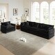 preview thumbnail 59 of 162, Cloud Chenille Upholstered Modular Sectional Sofa with DIY Combination Design Black 3-Seater Sofa+Accent Chairs