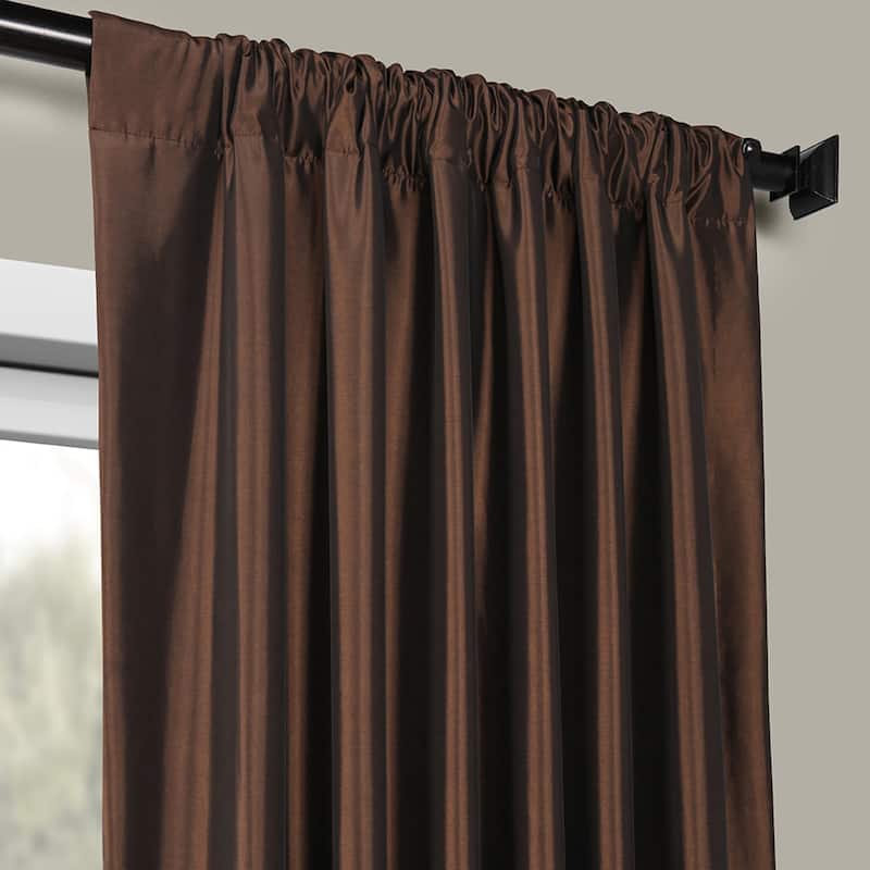Exclusive Fabric Faux Silk Taffeta 96-inch Blackout Curtain (1 Panel ...