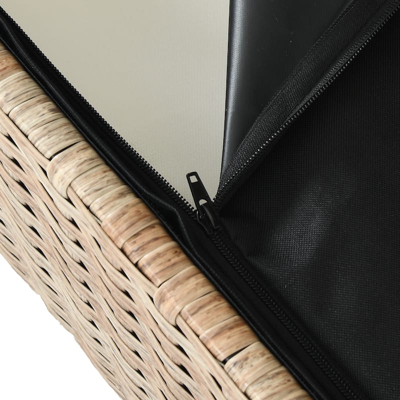 Moasis 70 Gallon Outdoor Storage Bench Weather-Resistant Woven Rattan Deck Box with Loveseat and Cushions