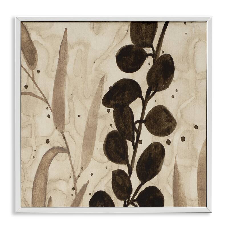 Stupell Asymmetrical Natural Leaves Framed Giclee Art Design By Krinlox - 17 x 17 - White