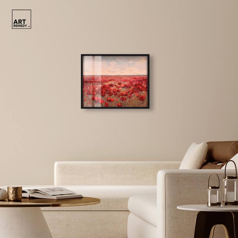 Sea of Red Poppies I Shadowbox by Art Remedy