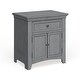preview thumbnail 11 of 13, Copper Grove Virrat 1-drawer Wood Cupboard Nightstand with Charging Station Grey