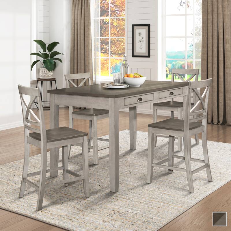 Dardanelle Wood 5-Piece Counter Height Dining Set