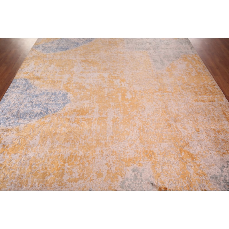 Contemporary Colorful Abstract Area Rug Handmade Wool Carpet - 7'10" X 9'11"