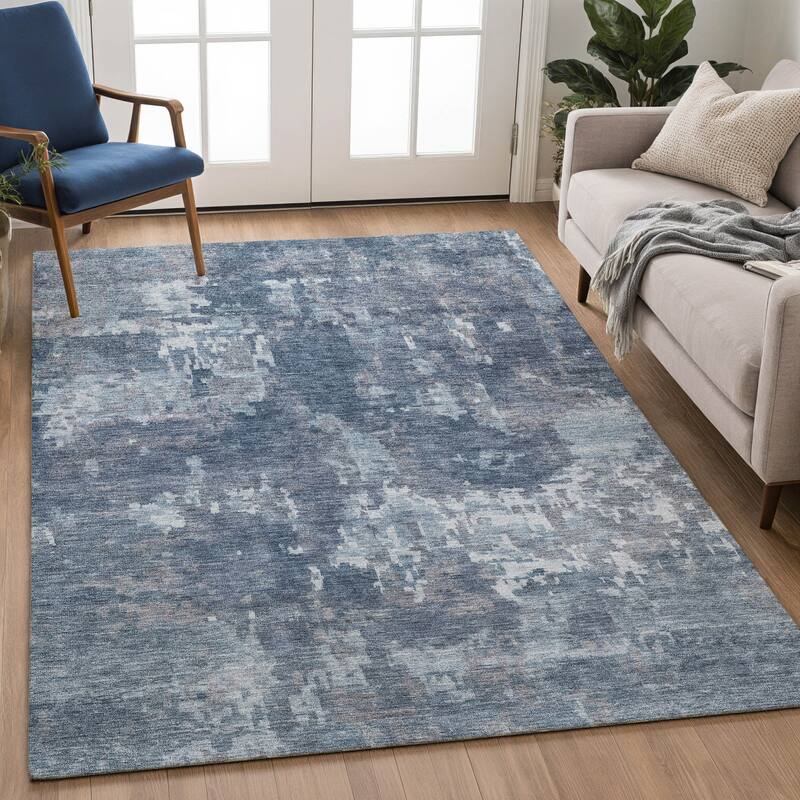 Machine Washable Indoor/ Outdoor Ombre Abstract Chantille Rug