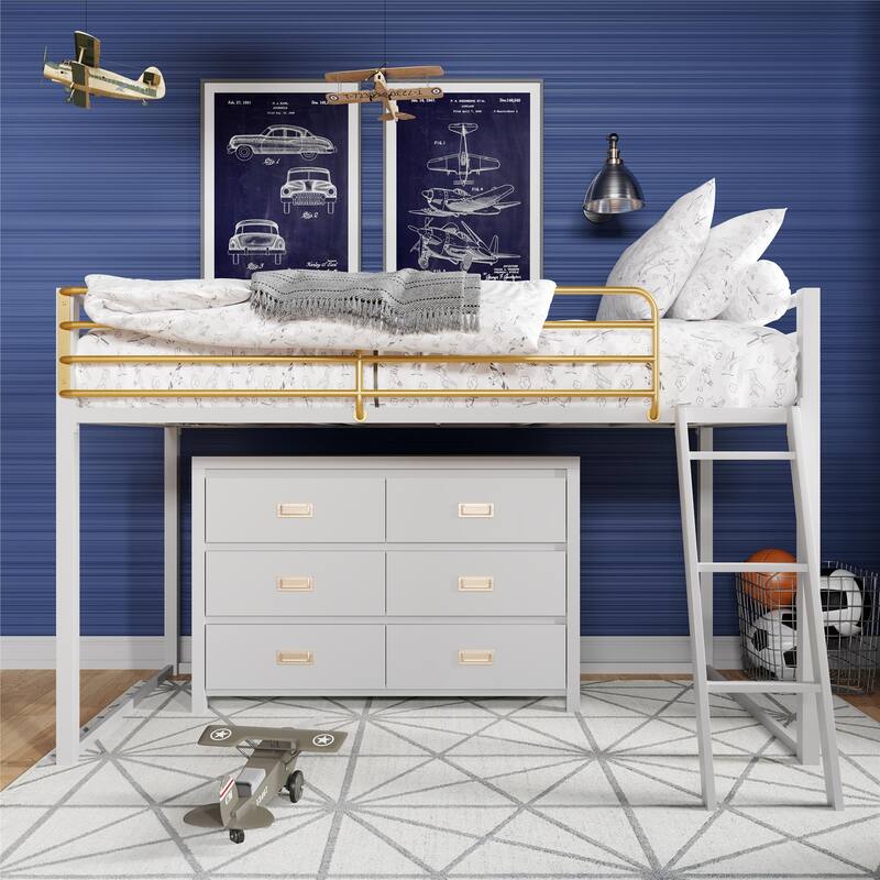 Little Seeds Monarch Hill Haven Twin Size Metal Junior Loft Bed