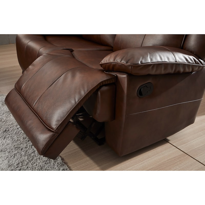 Betsy Furniture 3 Piece Bonded Leather Reclining Living Room Set, Sofa, Loveseat and Glider Chair