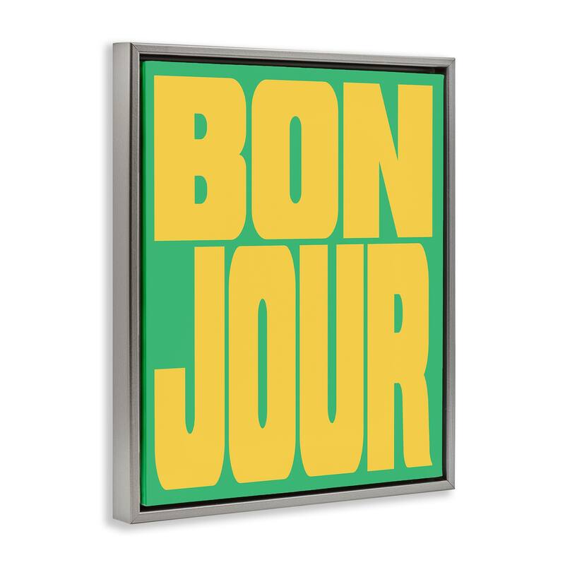 Stupell Bonjour Yellow & Green Framed Floater Canvas Wall Art Design By House of Lulu