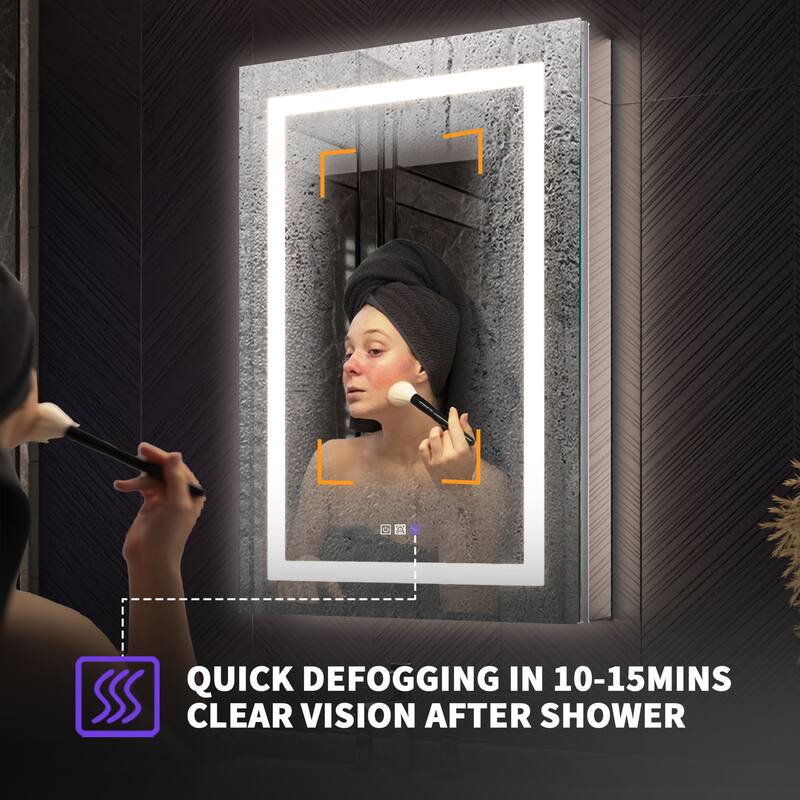 Modland 24"-42W x 36"H LED Medicine Cabinet Mirror with USB Charging,5x Magnifying Mirror