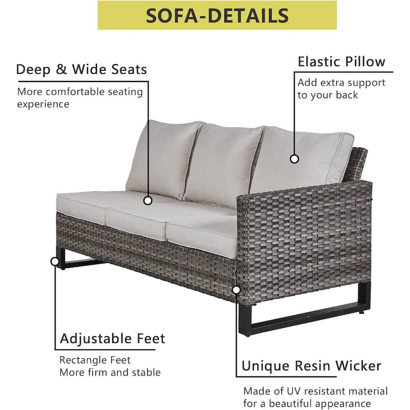 Outdoor Sectional Sofa High Back Sofa and Dining Table with Cushion